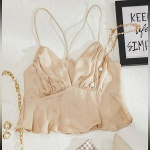 NWOT SHEIN champagne gold ruched bust cami top